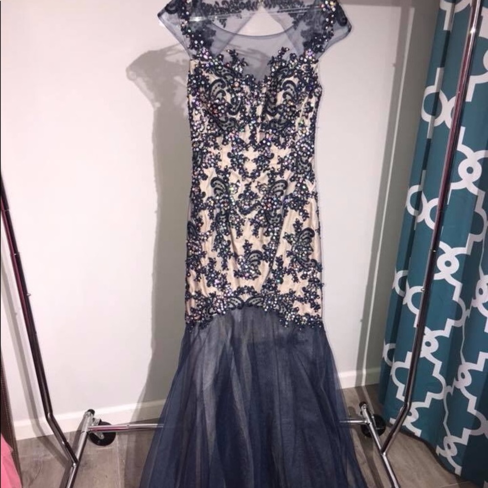 Navy blue Christina Wu Elegance Prom Dress